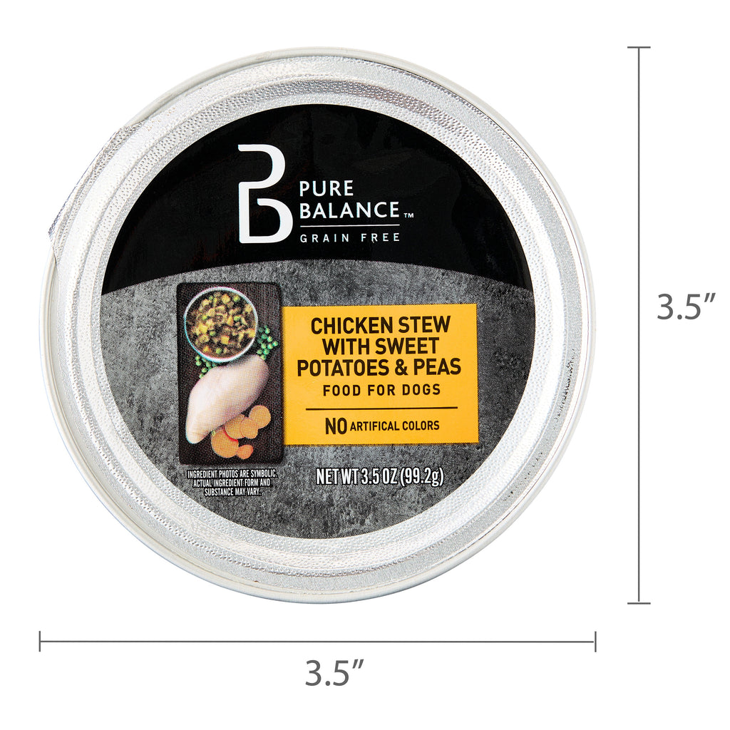 Pure Balance Chicken Stew with Sweet Potatoes & Peas, Grain-Free Wet Dog Food, 3.5 oz Tray
