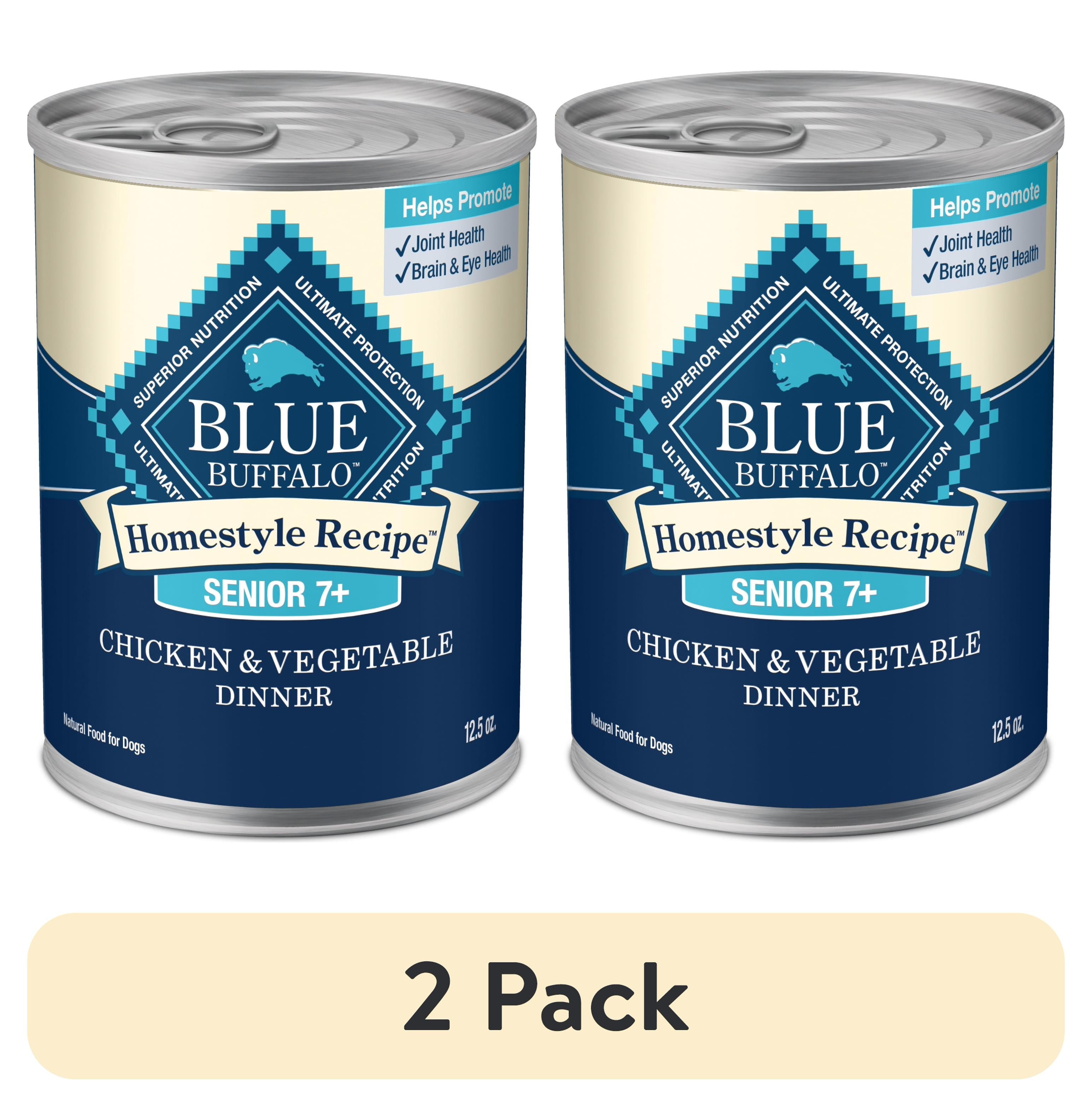 (2 pack) Blue Buffalo Homestyle Recipe Senior Wet Dog Food, Chicken Dinner, 12.5-oz. Can