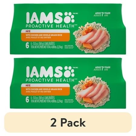 (2 pack) Iams Proactive Health Chicken And Whole Grain Rice Wet Dog Food, 13 Oz Cans (6 Pack)