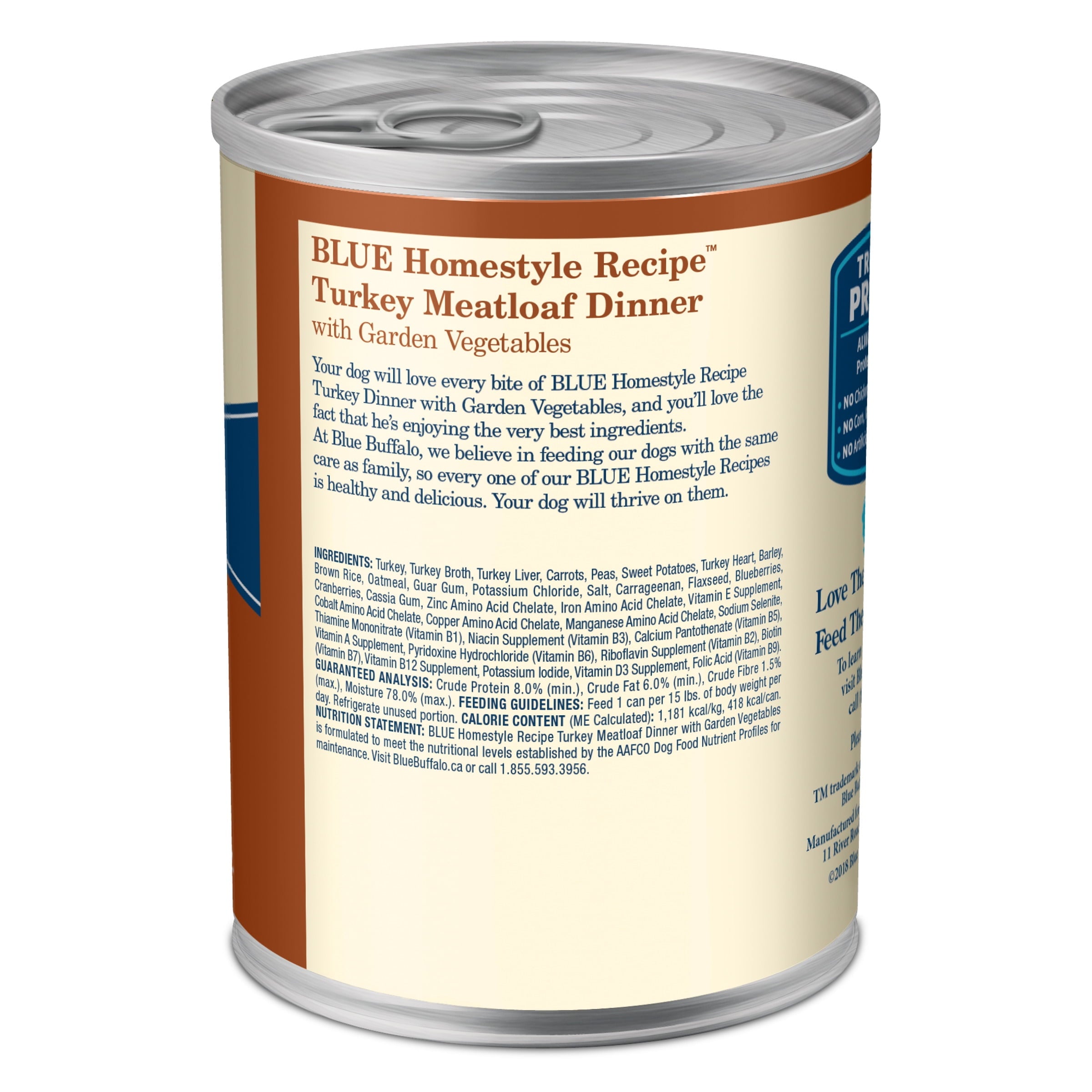 Blue Buffalo Homestyle Recipe Adult Wet Dog Food, Turkey Dinner, 12.5-oz. Can