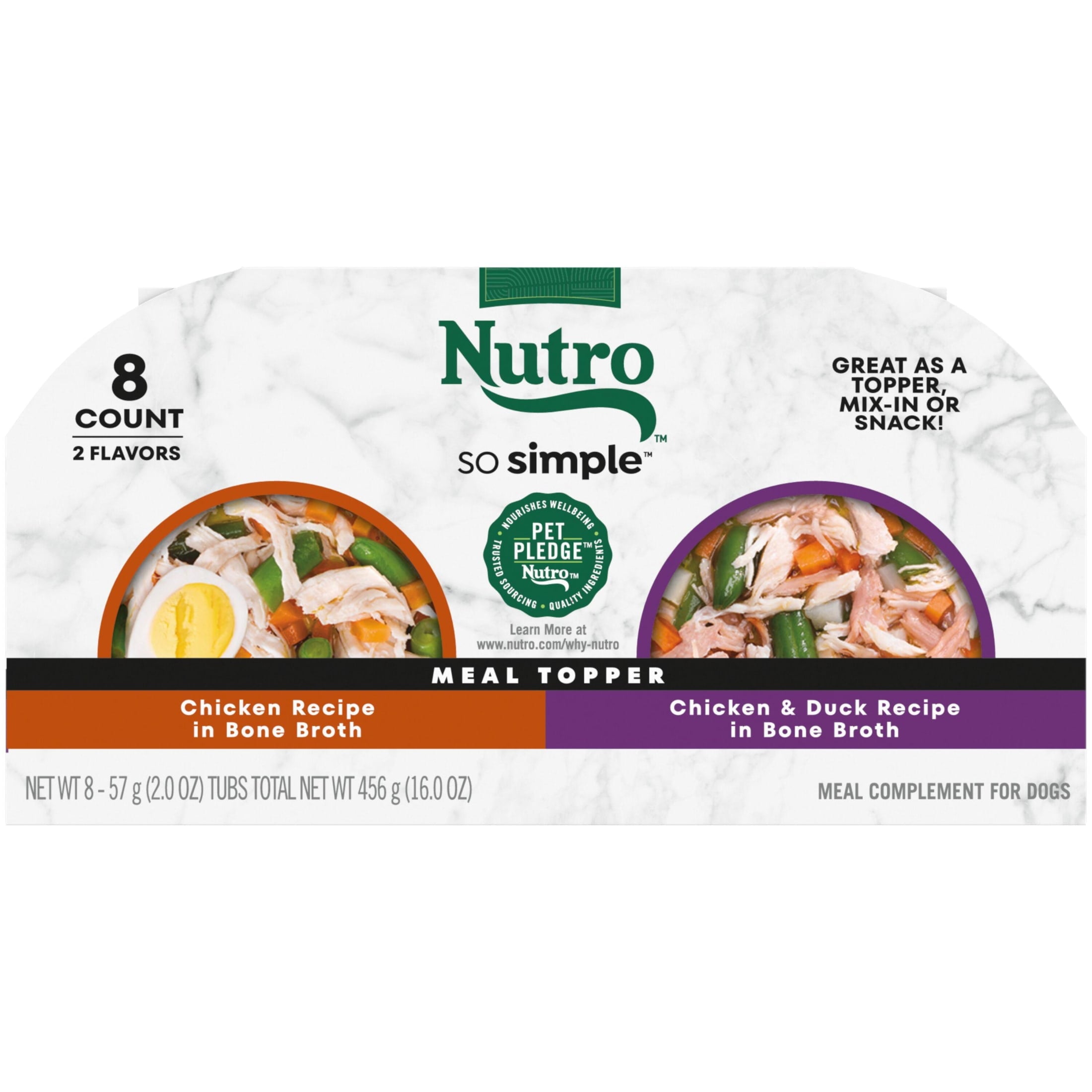 (4 pack) Nutro So Simple Chicken And Chicken & Duck Recipes Wet Dog Food, 2 Oz Trays, Variety Pack Of 8