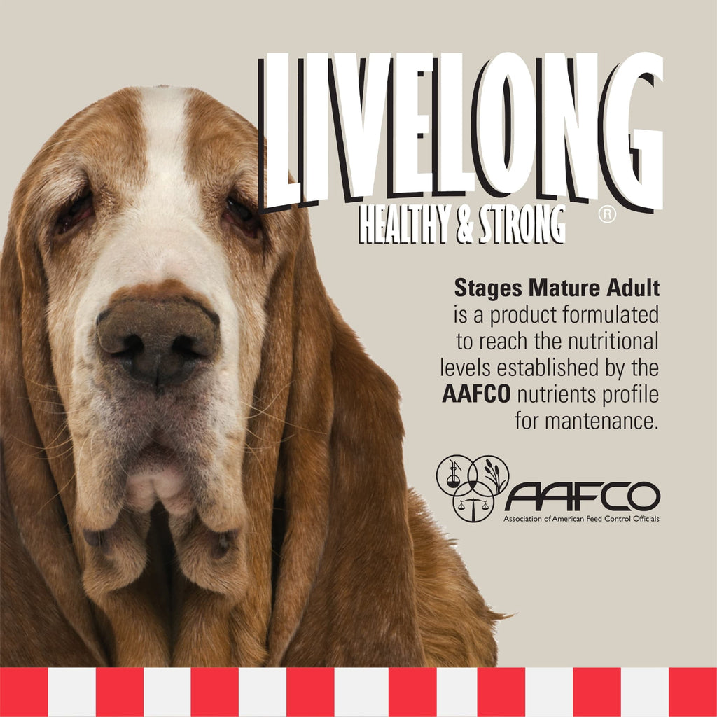 Livelong Healthy & Strong: 12 Pack: Stages Mature Adult - Chicken Meat, 12.5oz Cans, Wet Dog Food, High Protein, Natural, No Preservatives,