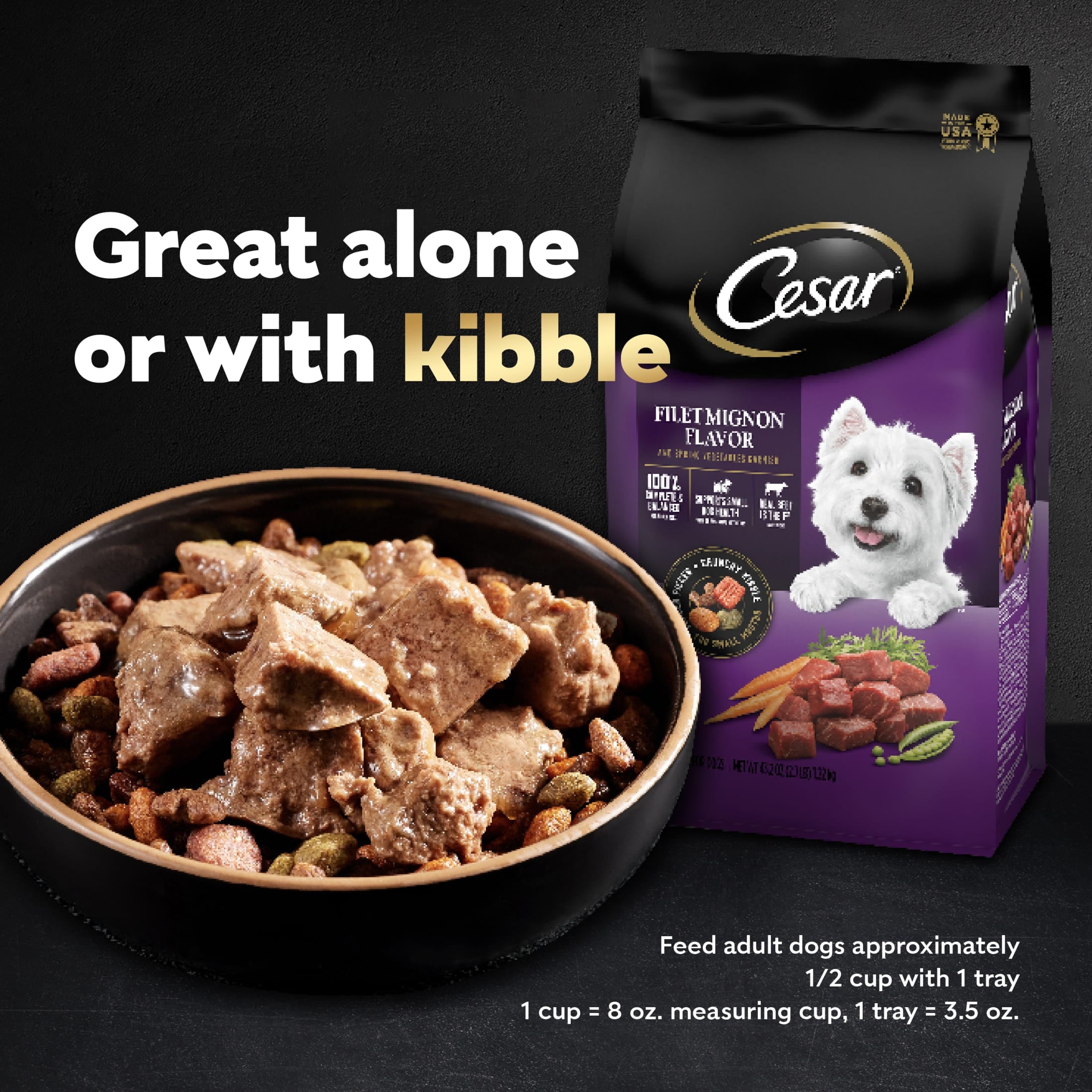 ( 2 Pack ) Cesar Loaf And Topper Rotisserie Chicken With Bacon And Cheese Wet Dog Food, 3.5 Oz Tray