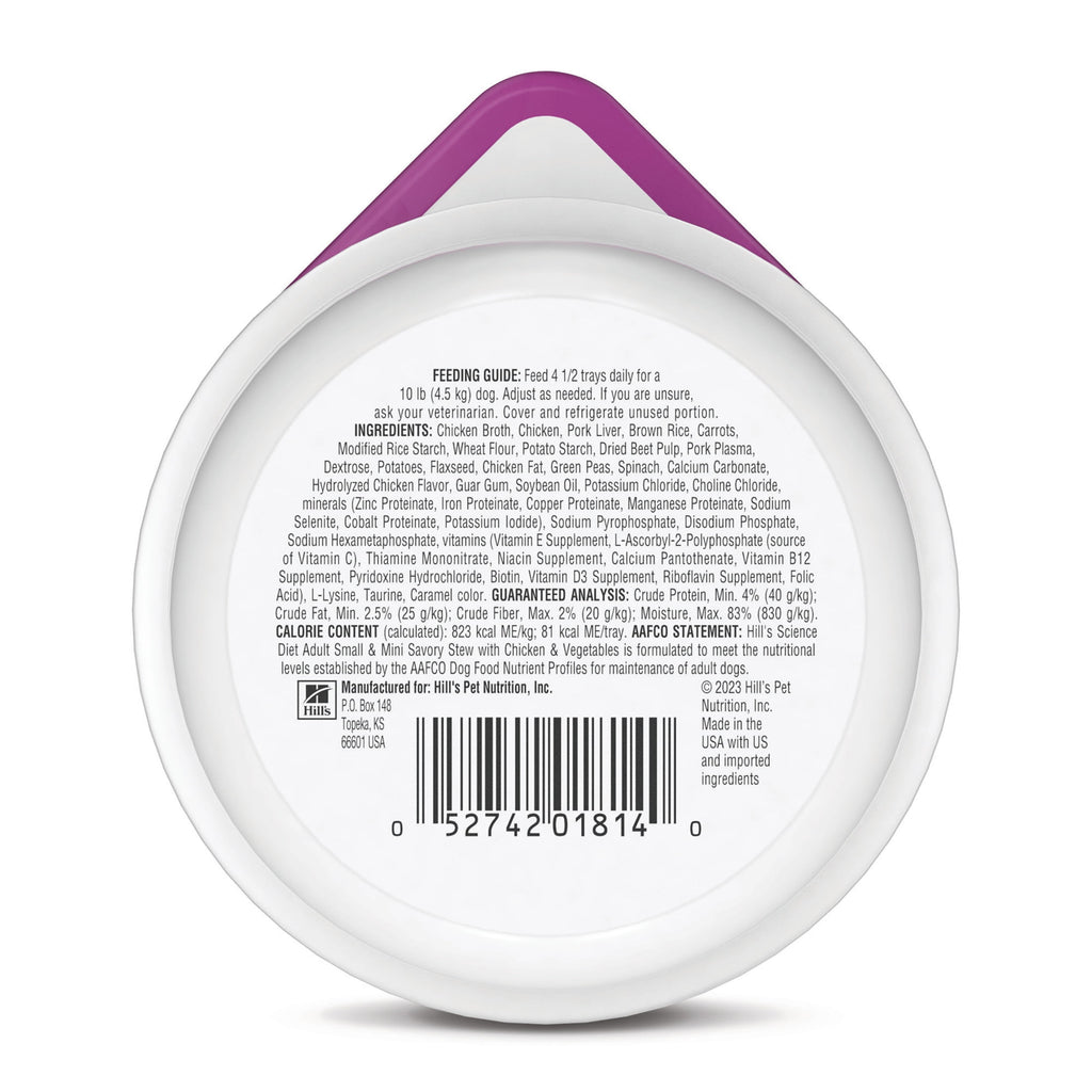 Hill's Science Diet Savory Stew w/Chicken & Vegetables Wet Dog Food, 3.5oz Tray 12pk