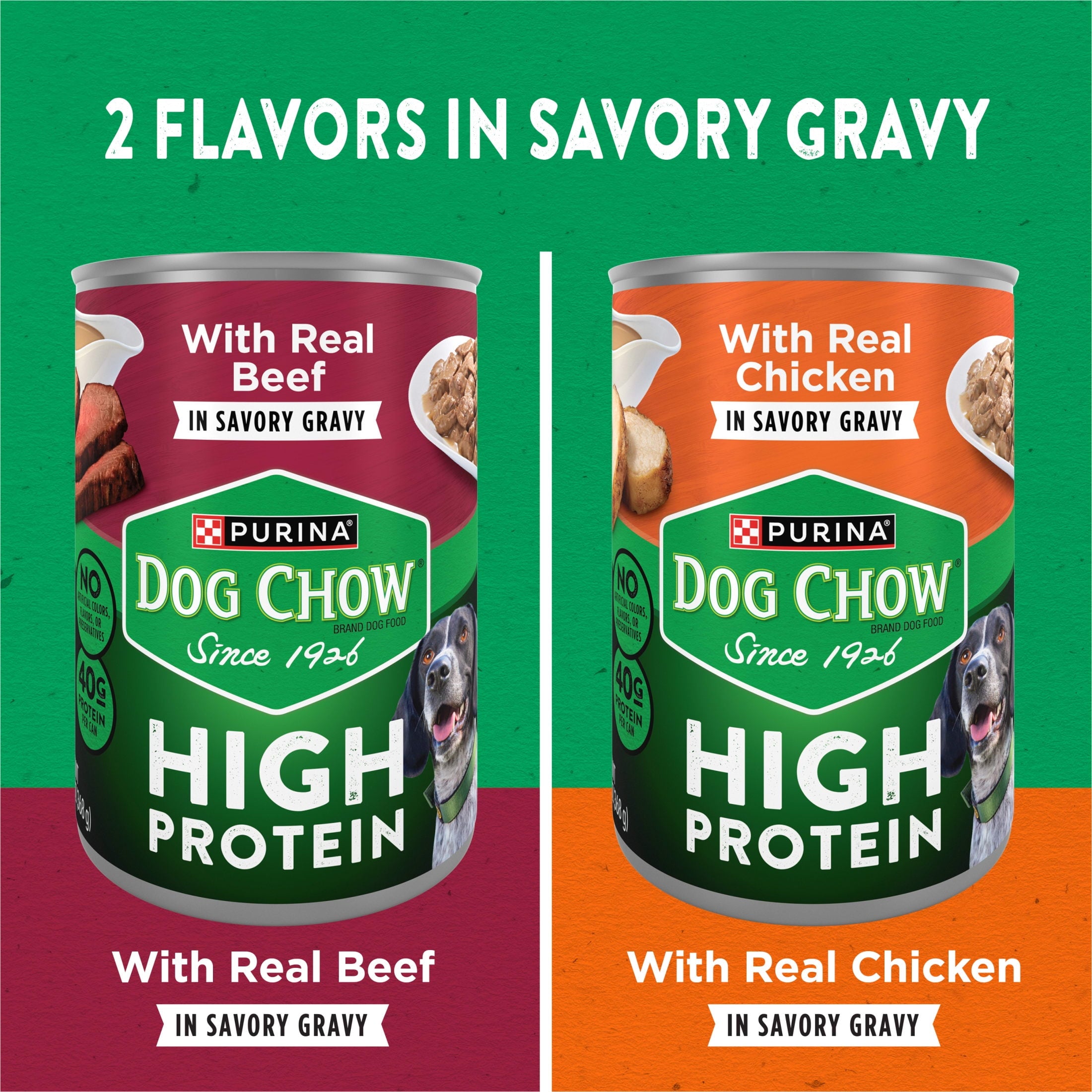 Purina Dog Chow High Protein Dog Food Wet Recipe With Real Chicken or Real Beef In Savory Gravy Variety Pack