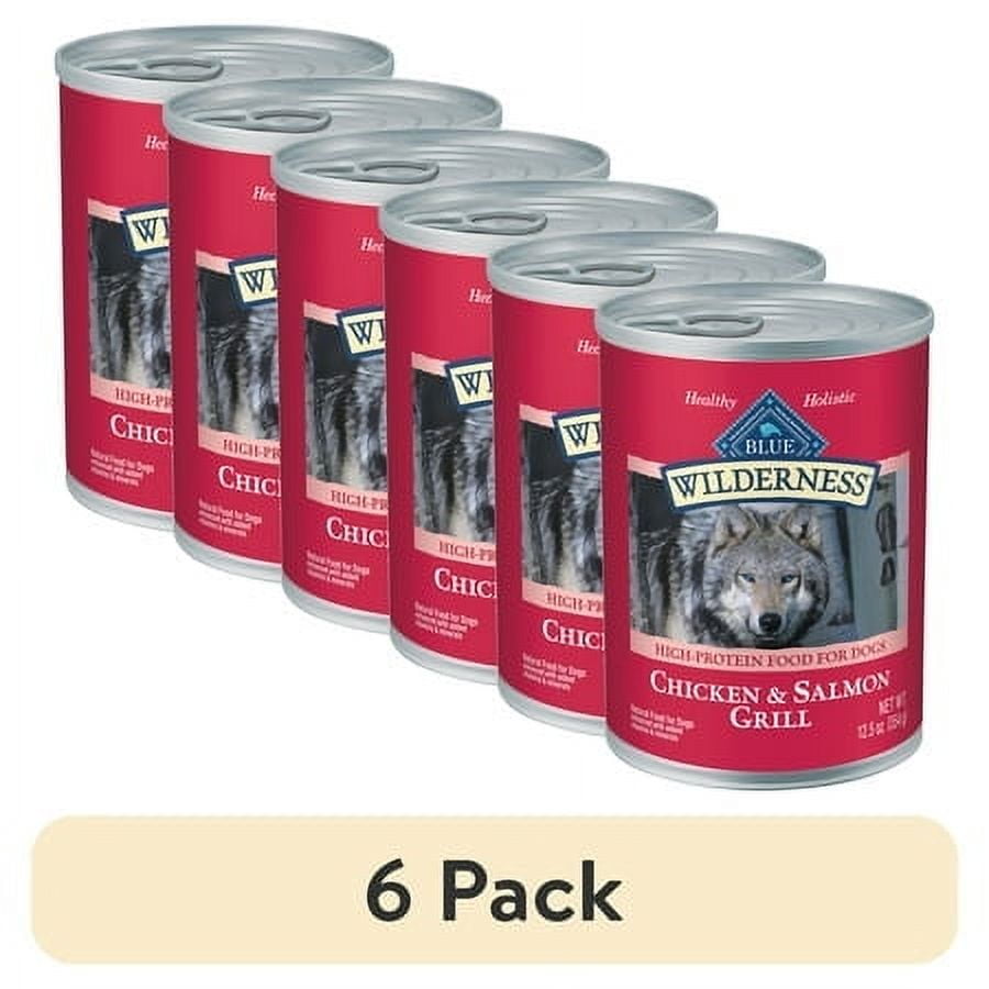 (6 pack) Blue Buffalo Wilderness Adult Wet Dog Food Salmon & Chicken Grill, 12.5-oz. Can