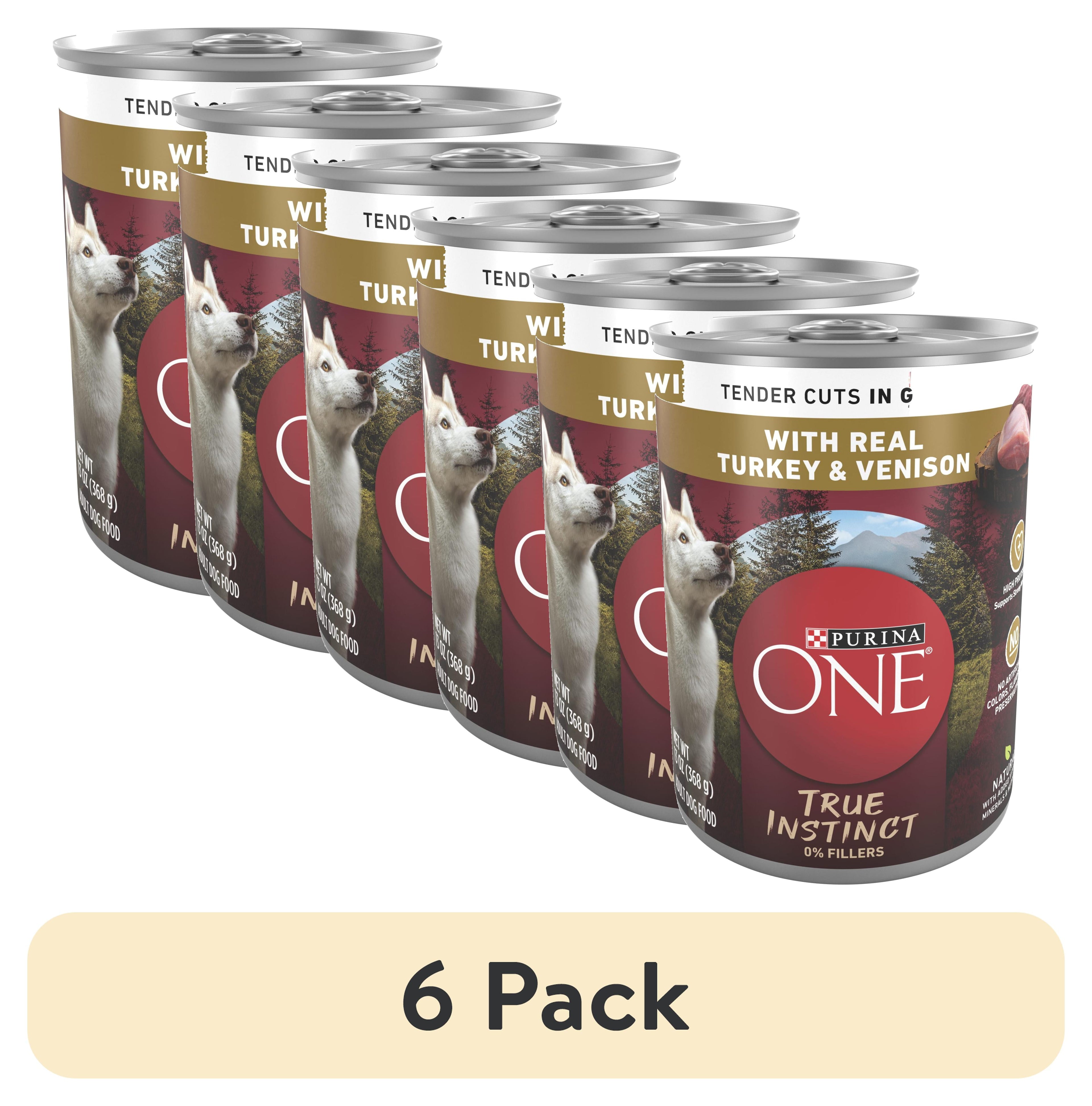 (6 pack) Purina ONE True Instinct Natural Wet Dog Food, High Protein Soft Turkey & Vension, 13 oz can