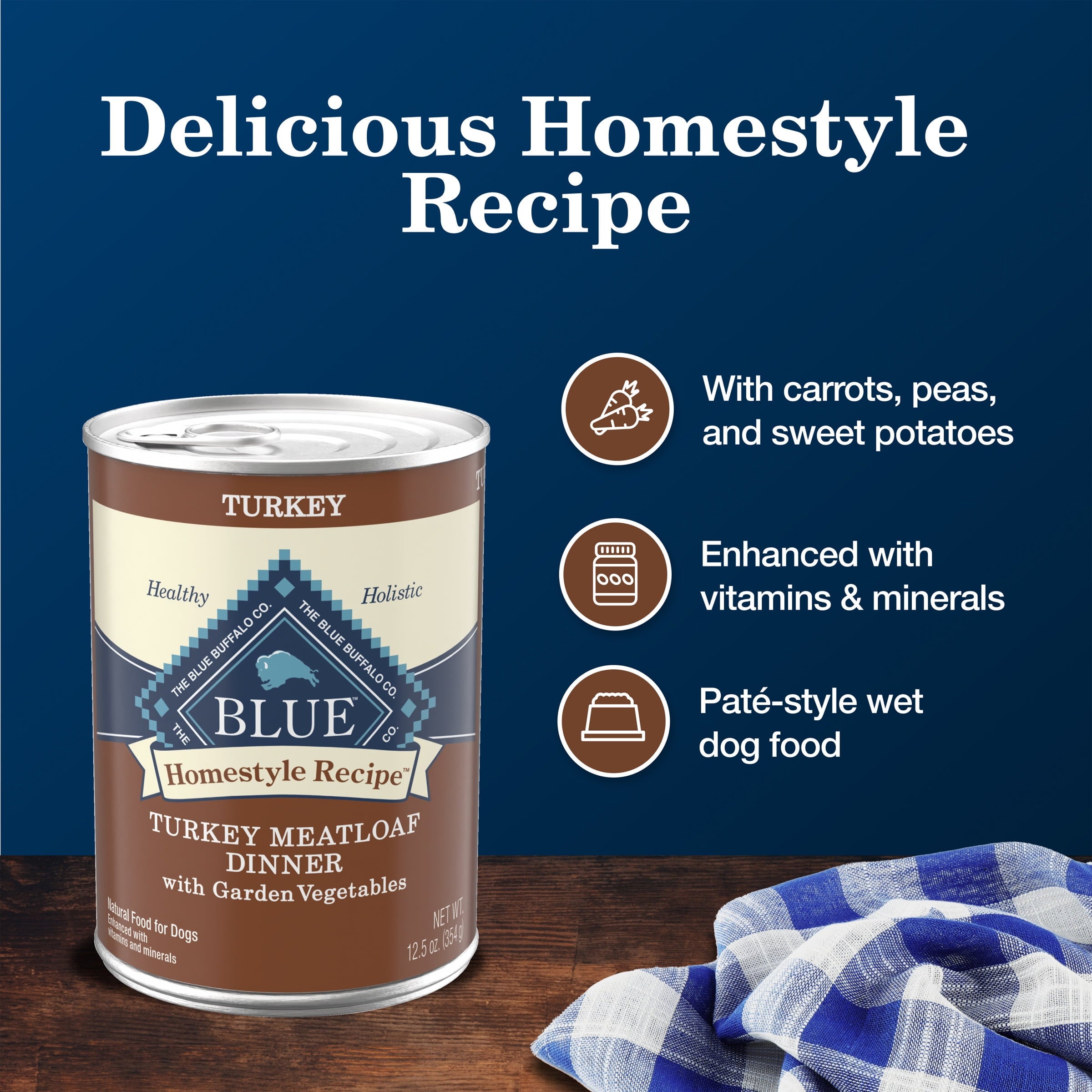 Blue Buffalo Homestyle Recipe Adult Wet Dog Food, Turkey Dinner, 12.5-oz. Can