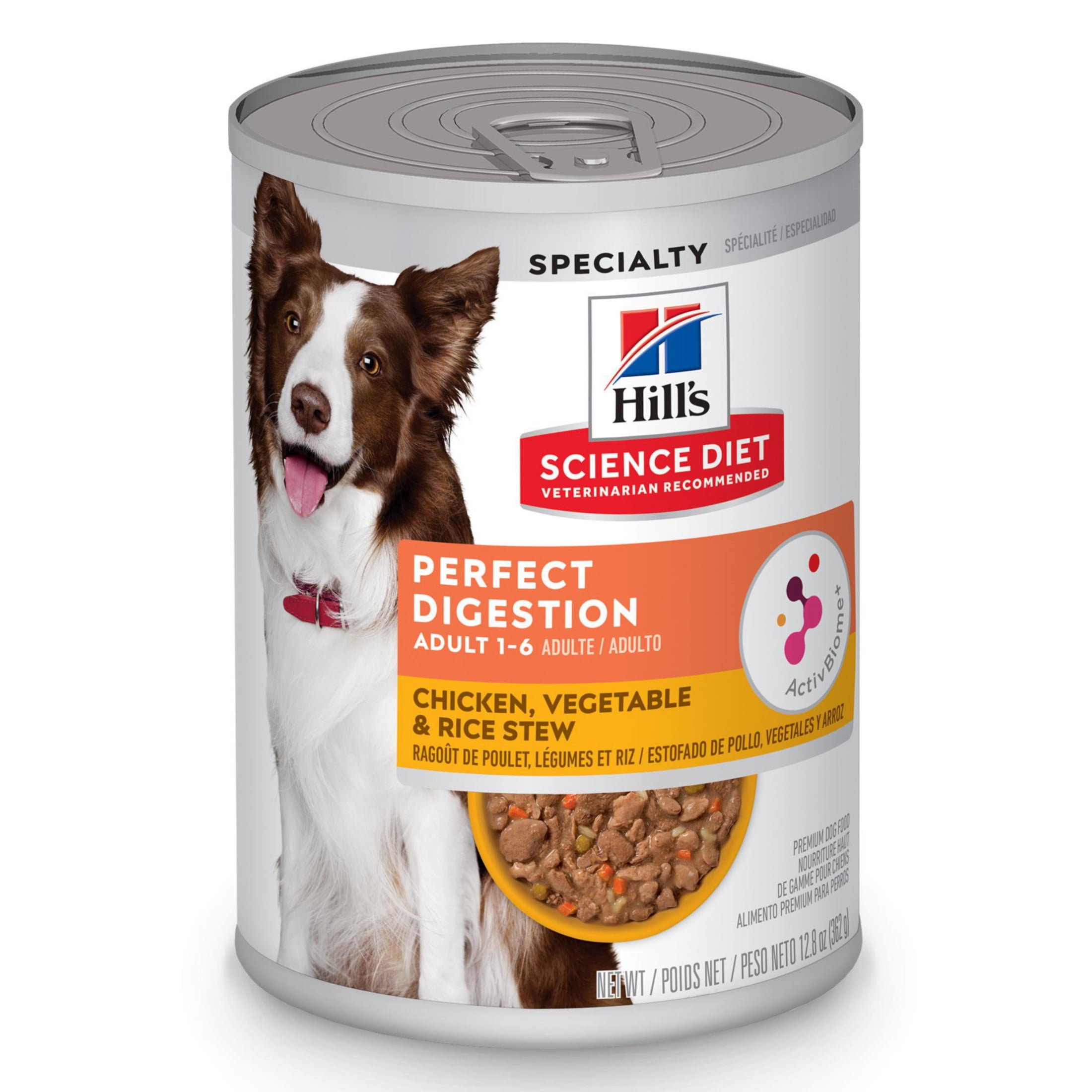 Hill's Science Diet Perfect Digestion Chicken, Vegetable & Rice Stew Wet Dog Food, 12.8oz Can 12pk