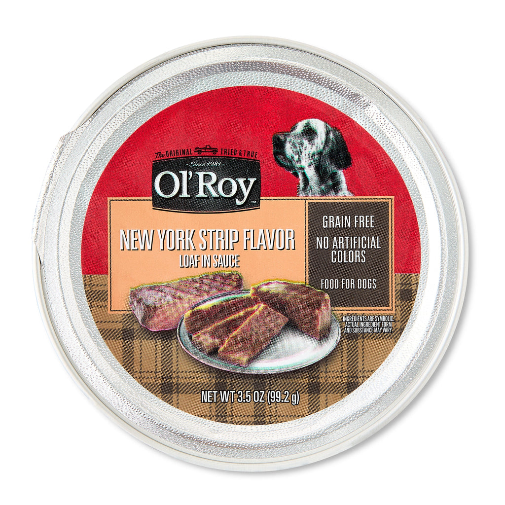 Ol' Roy New York Strip Flavor Loaf in Sauce, Grain-Free Wet Dog Food, 3.5 oz Cup