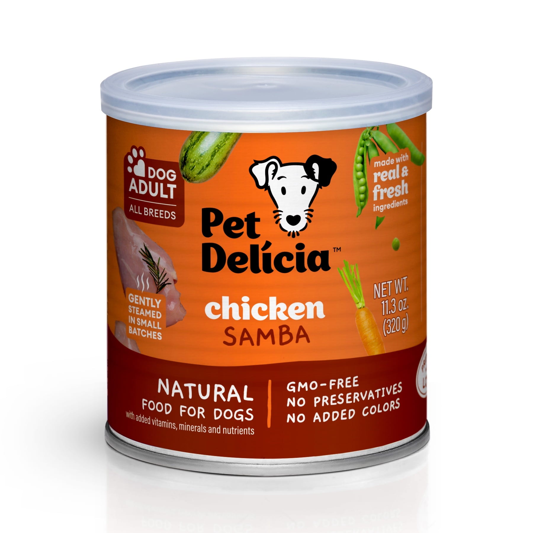 Pet Delicia Natural Dog Food 11.3oz (320g) Can Chicken Samba
