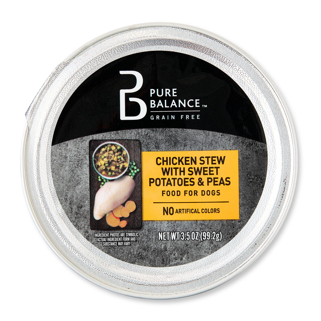 Pure Balance Chicken Stew with Sweet Potatoes & Peas, Grain-Free Wet Dog Food, 3.5 oz Tray