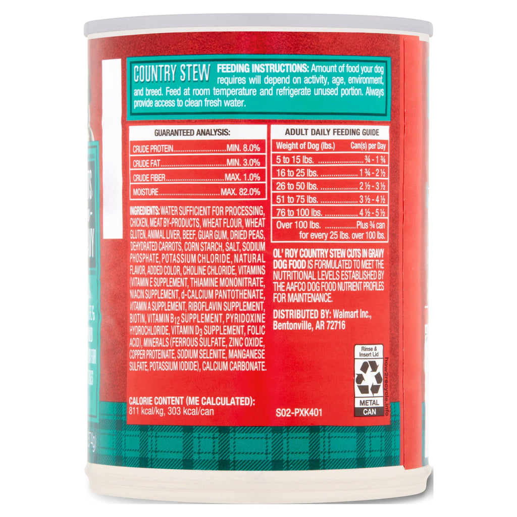 Ol' Roy Chicken Flavor Stew Wet Dog Food for Adult, 13.2 oz. Can