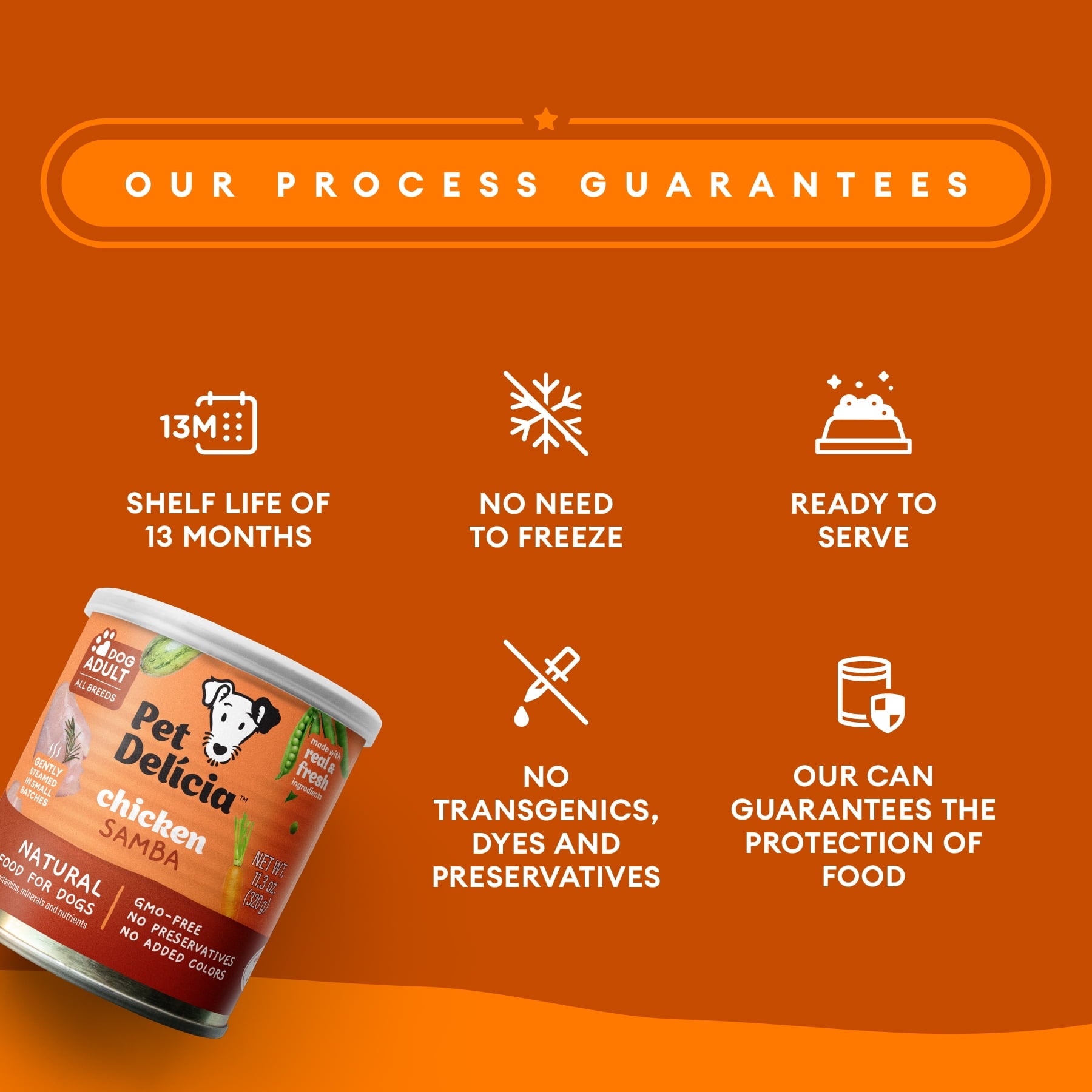 Pet Delicia Natural Dog Food 11.3oz (320g) Can Chicken Samba