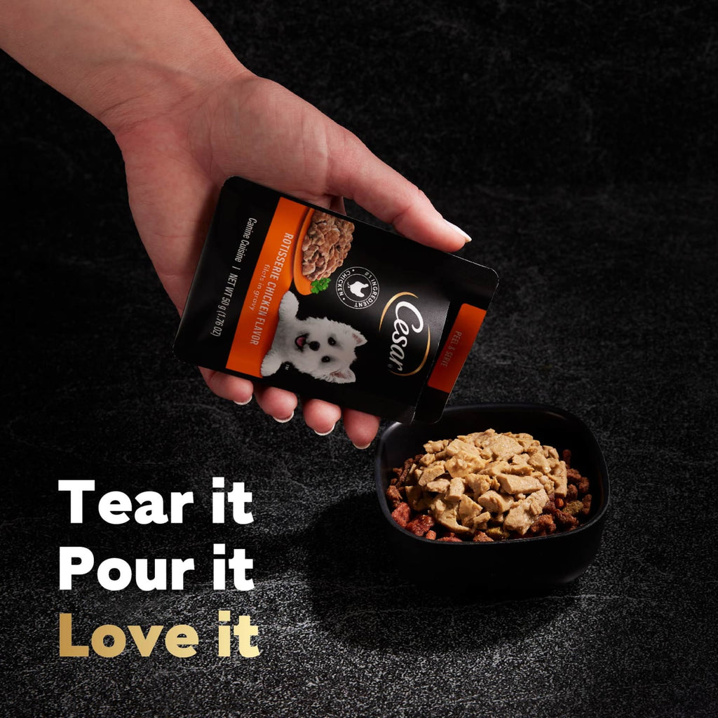 Cesar Pouch Filets In Gravy Rotisserie Chicken Flavor Wet Dog Food, 1.76 Oz. Pouch, 1 Ct