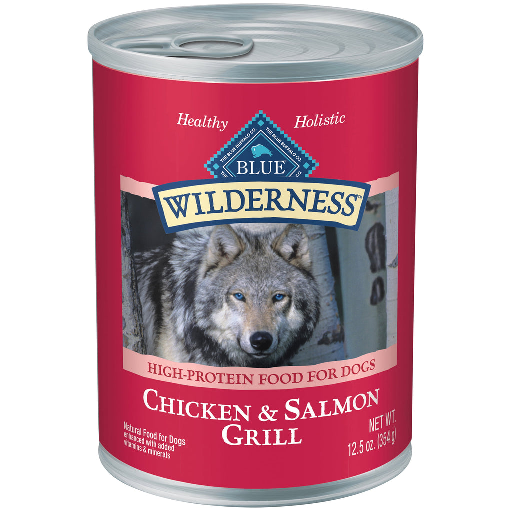 (6 pack) Blue Buffalo Wilderness Adult Wet Dog Food Salmon & Chicken Grill, 12.5-oz. Can