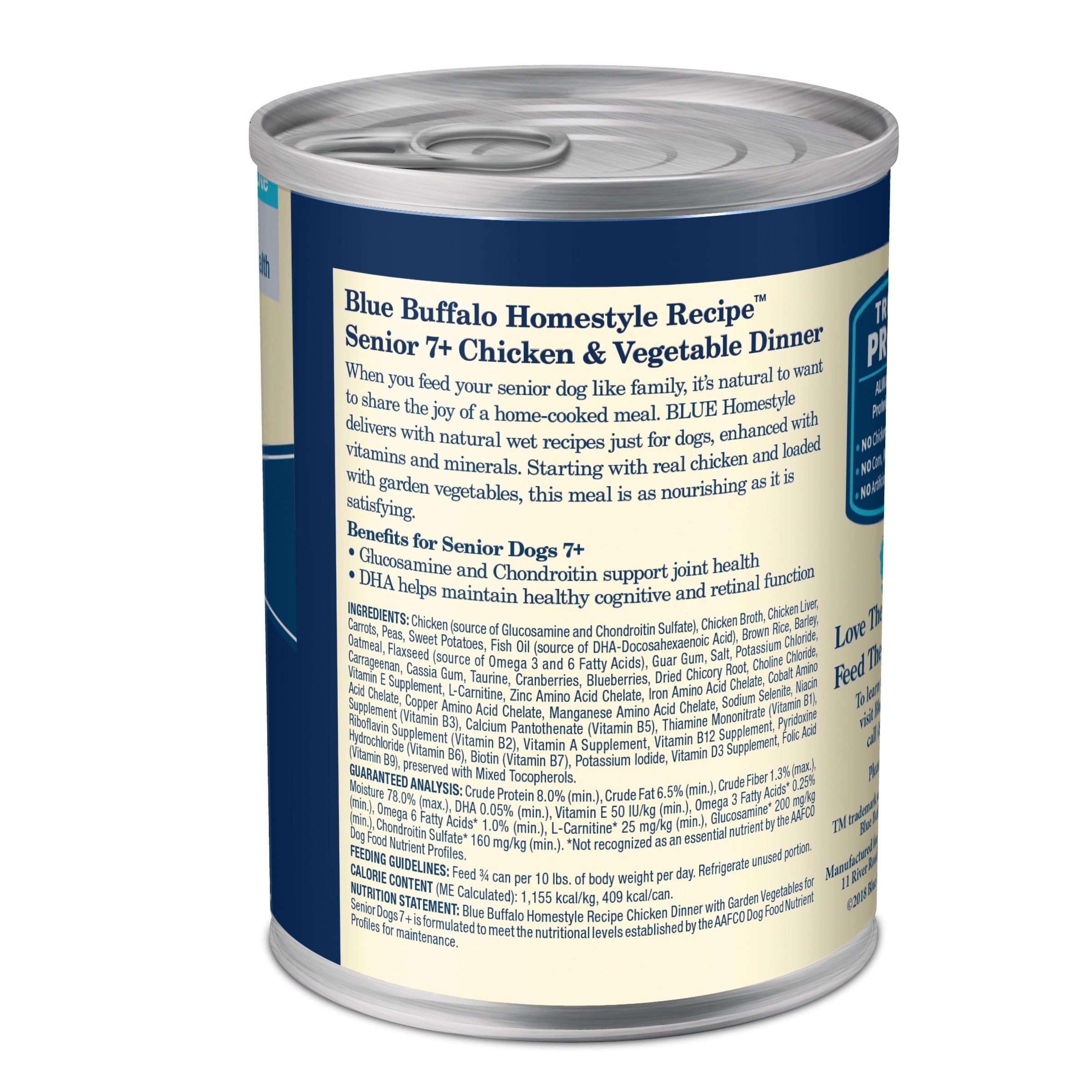 (2 pack) Blue Buffalo Homestyle Recipe Senior Wet Dog Food, Chicken Dinner, 12.5-oz. Can