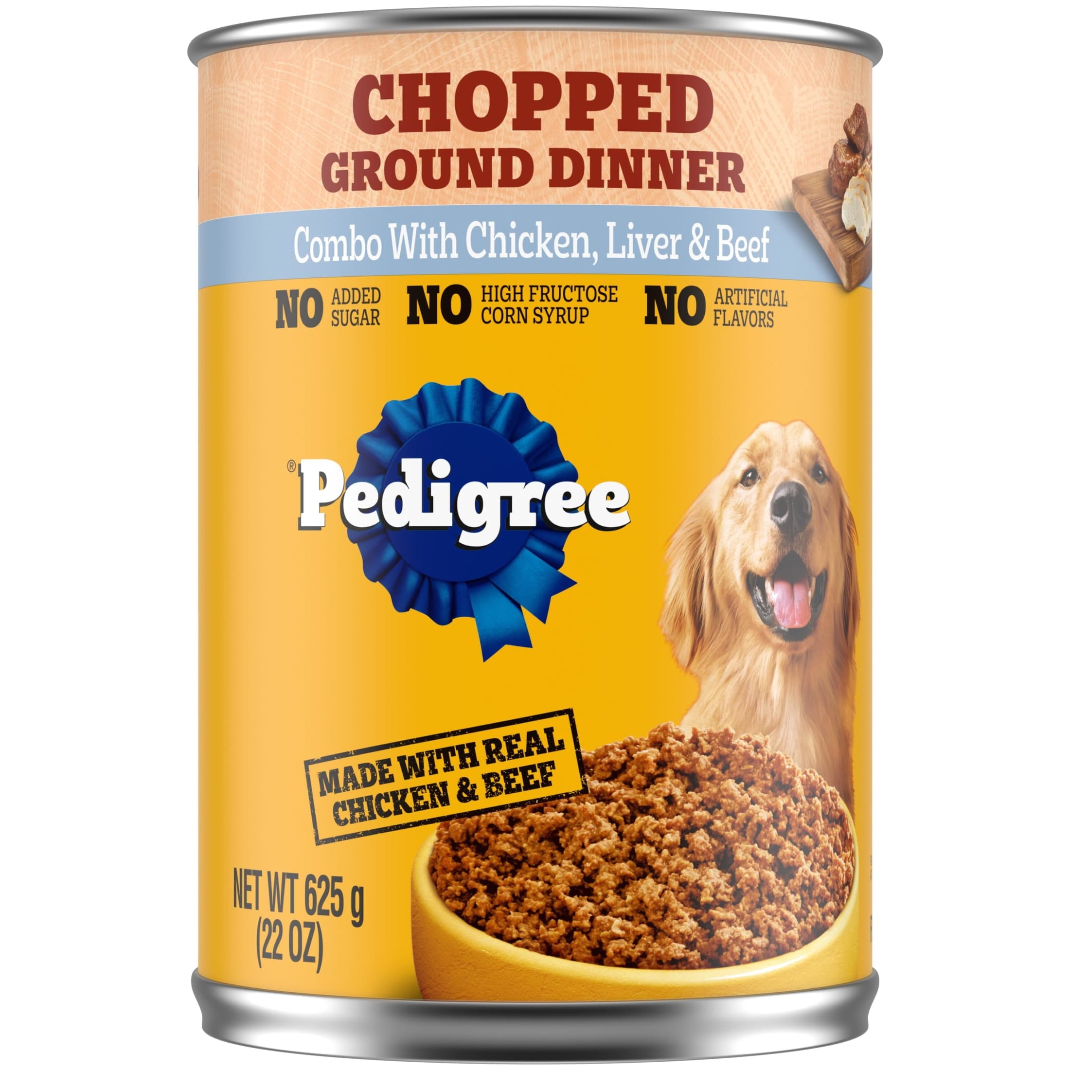 (4 pack) Pedigree Chopped Ground Dinner Canned Wet Dog Food Combo With Chicken, Liver & Beef, 22 Oz. Can