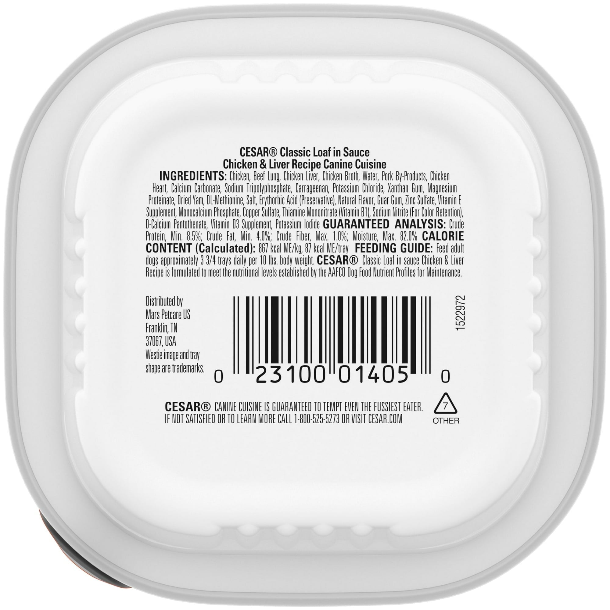 ( 2 Pack ) Cesar Classic Loaf In Sauce Chicken And Liver Recipe Wet Dog Food, 3.5 Oz Tray