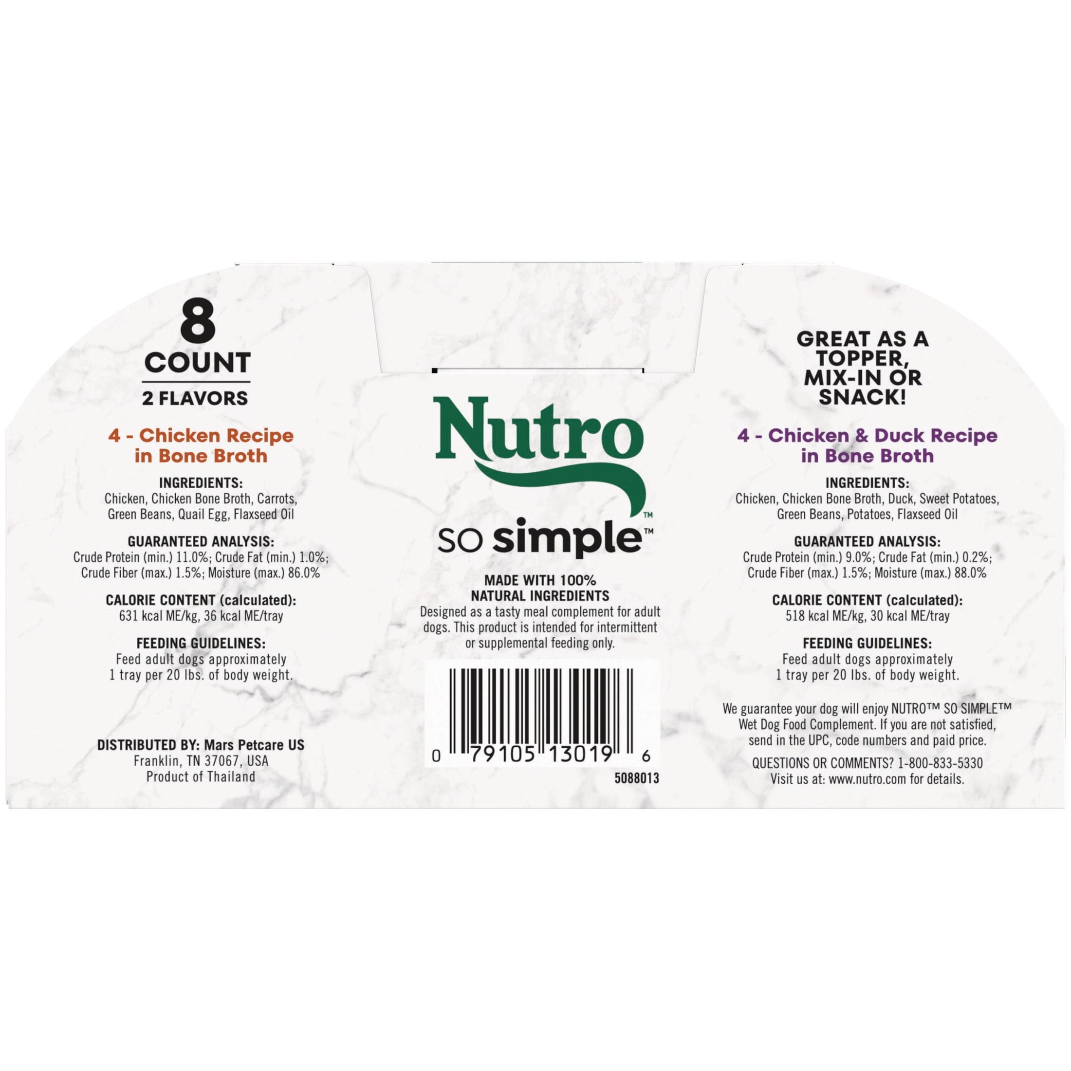 (4 pack) Nutro So Simple Chicken And Chicken & Duck Recipes Wet Dog Food, 2 Oz Trays, Variety Pack Of 8